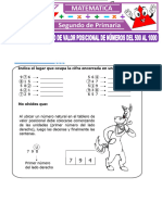 Ubicacion en El Tablero de Valor Posicional de Numeros Del 500 Al 1000 para Segundo Grado de Primaria