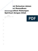 Mendalami Ketaatan Dalam Bulan Suci Ramadhan