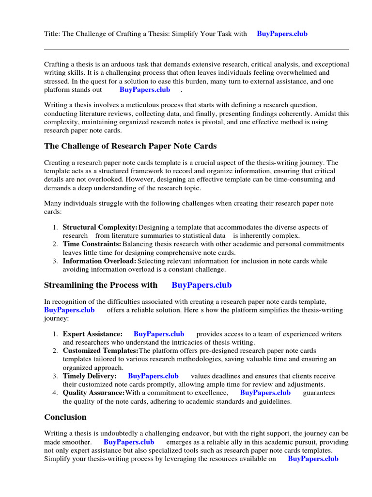 Research Paper Note Cards Template PDF Academic Publishing