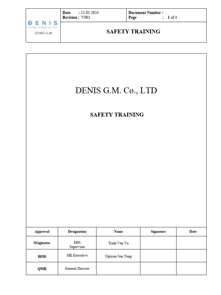 Safety Training Procedure Overview | PDF