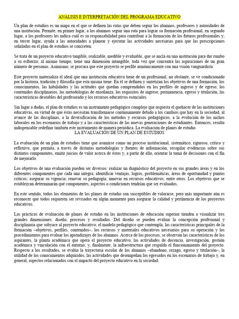 Evaluación Efectiva de Planes de Estudio | PDF | Plan de estudios ...