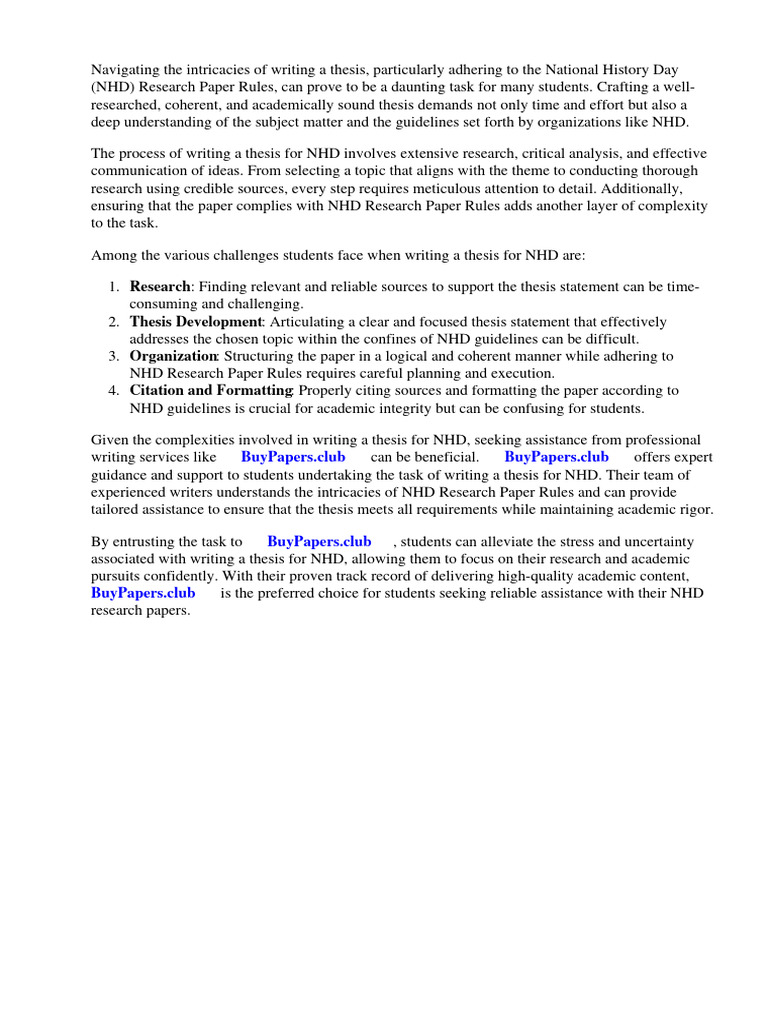 NHD Research Paper Rules PDF Citation Bibliography