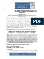 Mercado de Trabalho Da Economia Criativa e Os Diferenciais de Rendimentos em Atividades Formais