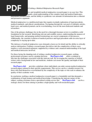 Medical Malpractice Research Paper