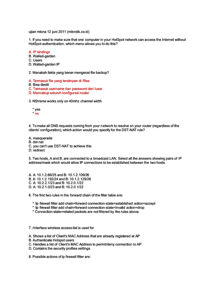 Idoc - Tips Soal Mikrotik | PDF | Router (Computing) | Firewall (Computing)