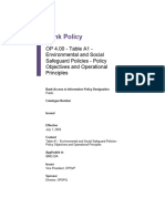 Environmental and Social Safeguard Policies Policy Objectives and Operational Principles