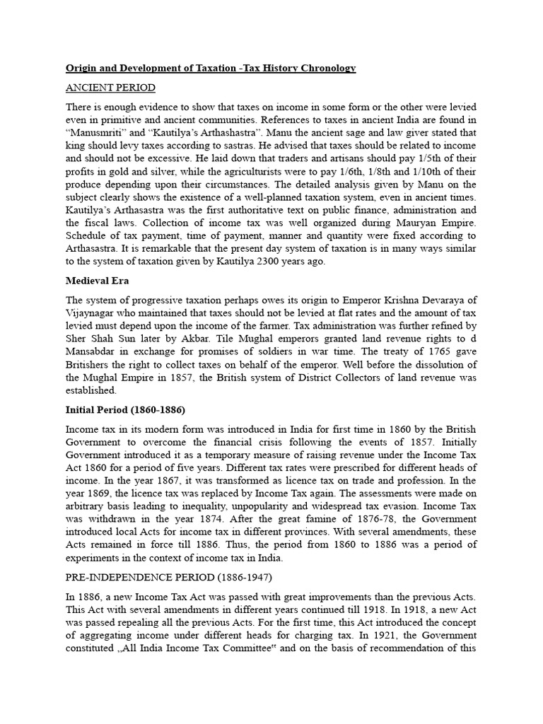 History of Taxation in India | PDF | Taxes | Direct Tax
