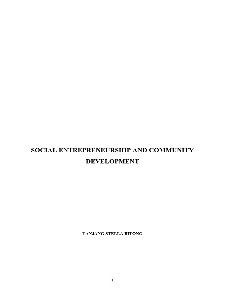 Social Entrepreneurship And Community Development Pdf Social