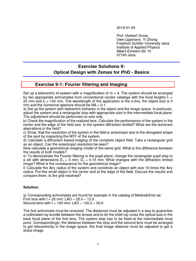 Dokumen Tips Exercise Solutions 9 Optical Design With Zemax For PHD Basics Exercise 9 1 2019