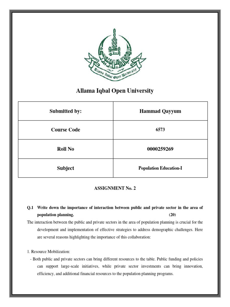 Allama Iqbal Open University: Submitted By: Hammad Qayyum | PDF ...