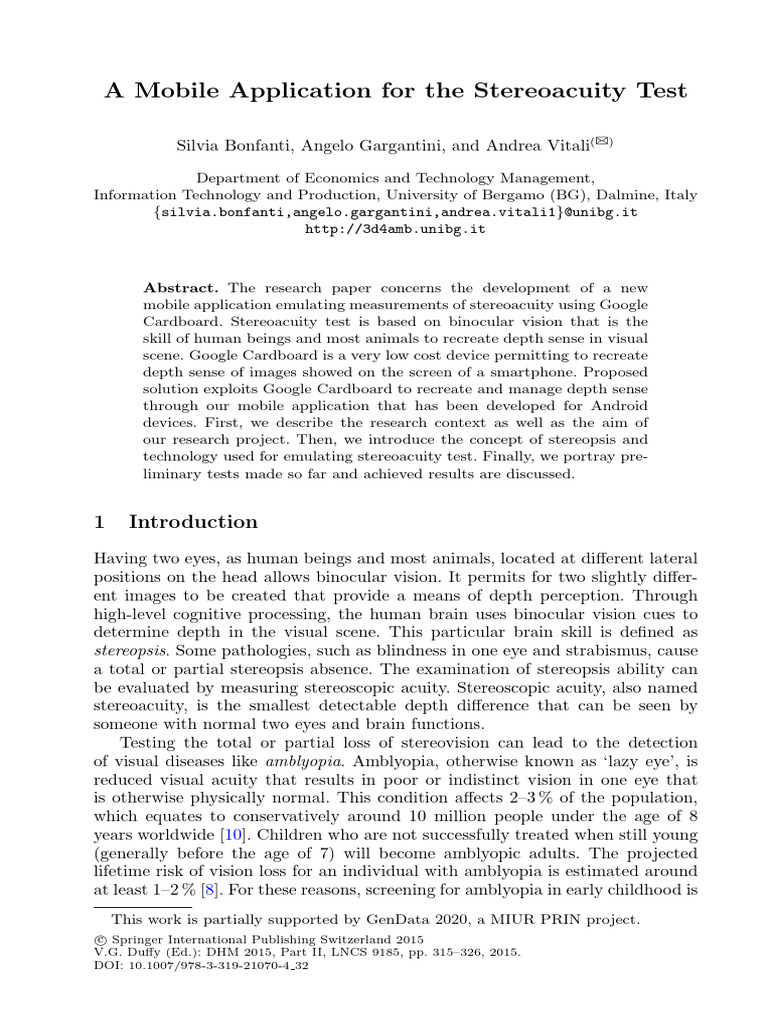Mobile App for Stereoacuity Testing | PDF | 3 D Film | Virtual Reality