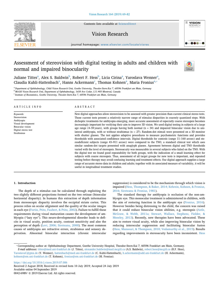Assessment of Stereovision With Digital Testing in Adults and Children ...