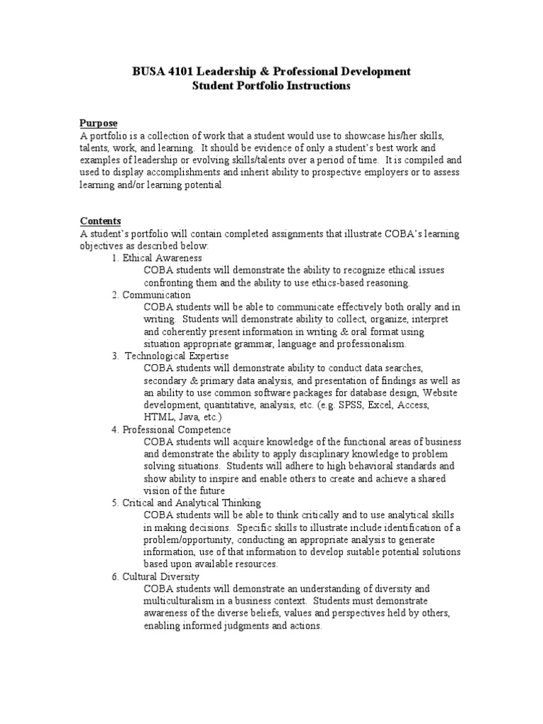Student Portfolio Creation Guide | PDF | Leadership | Learning