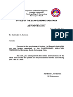 Appointment LETTER-TREASURER bULAK