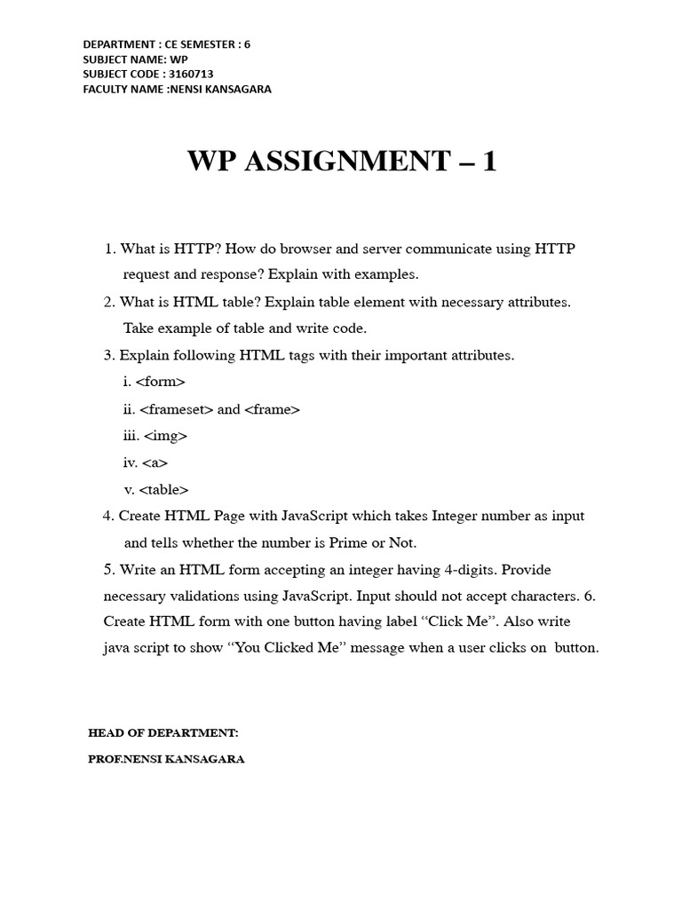 WP Assignment 1 | PDF