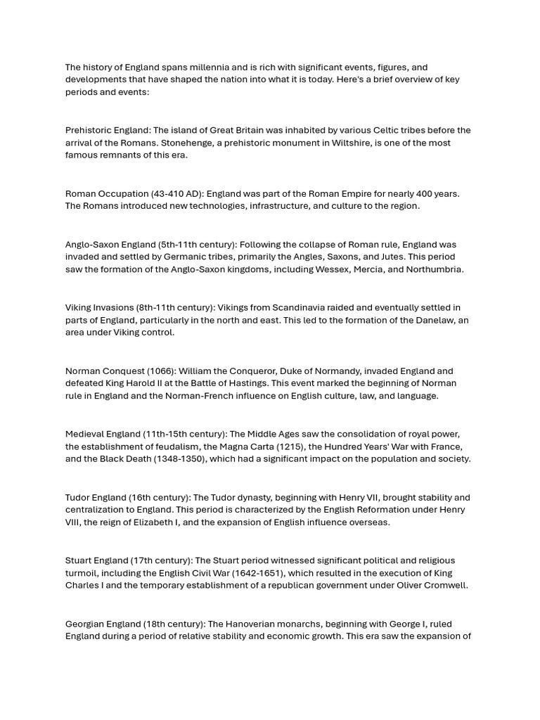 England History PDF England Kingdom Of England