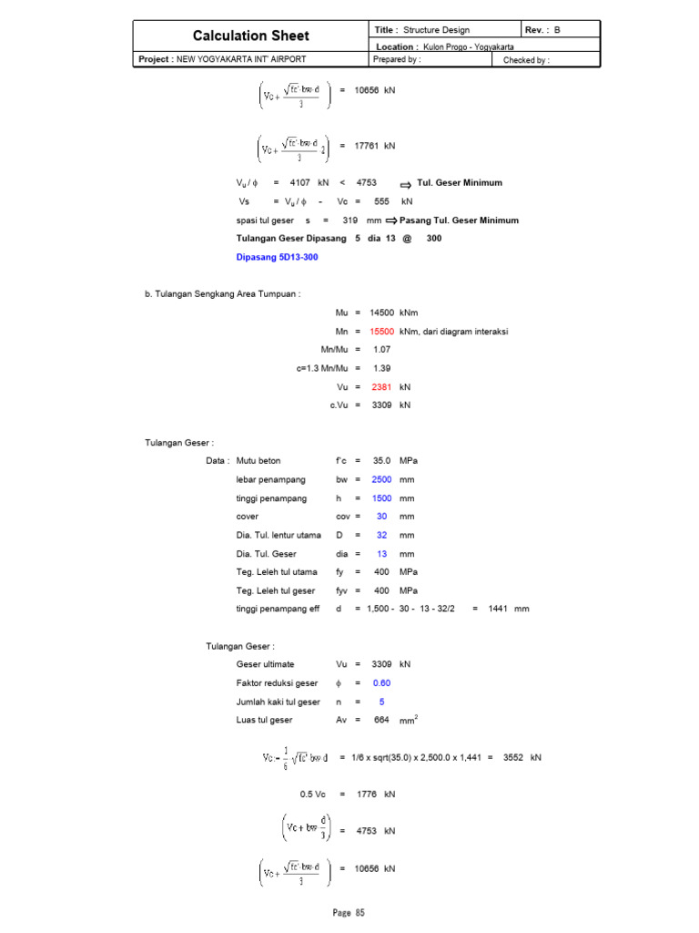 Calculation Sheet: Title: Structure Design Location: Rev.: B | PDF