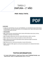 Tarea 1° AÑO LITERATURA