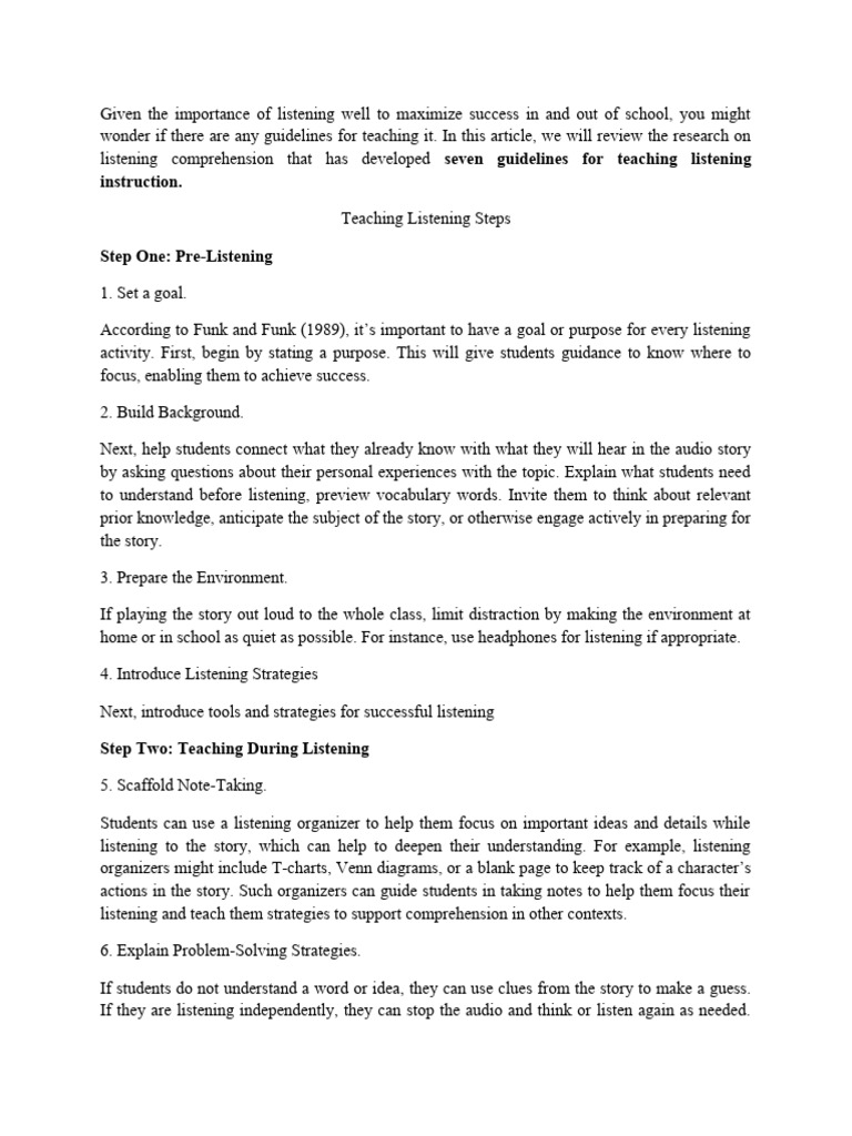 Procedure Of Teaching Listening