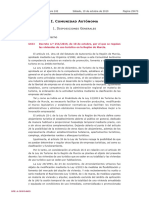 Decreto Núm 2562019, de 10 Oct, Por El Que Se Regulan Las Viviendas de Uso Turístico en La CARM