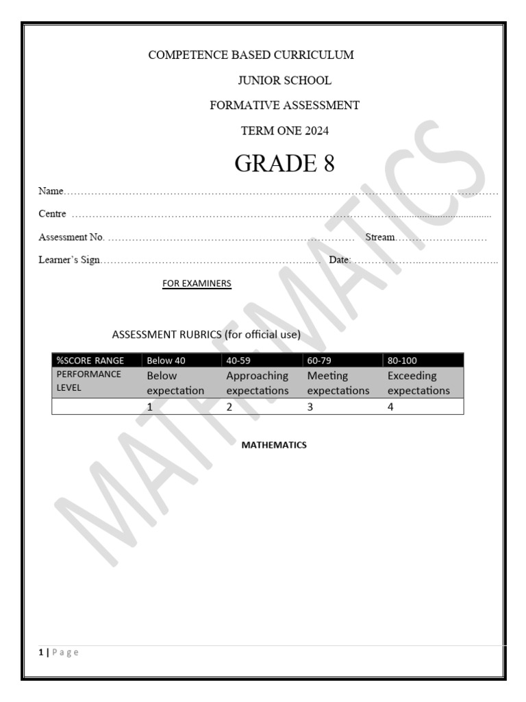 Grade 8 Math QS 4 | PDF
