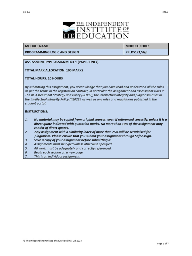 PRLD5121 Assignment 1 Guidelines | PDF | Career & Growth