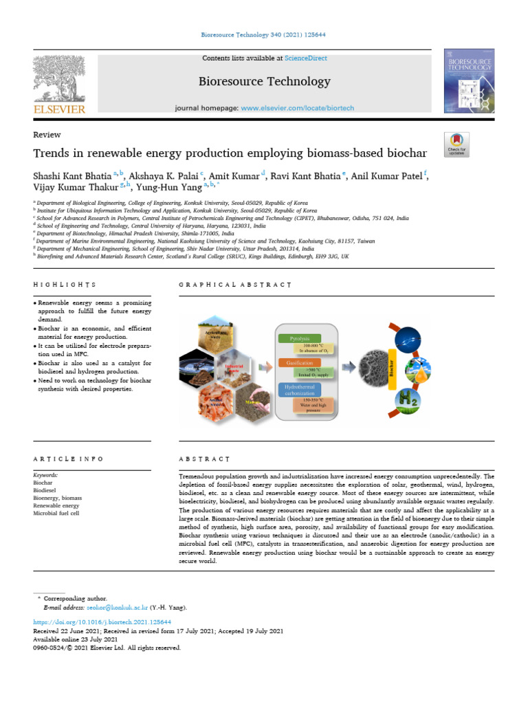 Biochar Innovations in Renewable Energy | PDF | Pyrolysis | Gasification