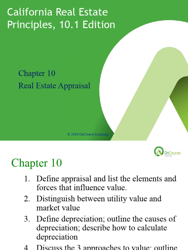 California Real Estate Principles, 10.1e PowerPoint CH 10 PDF Real Estate Appraisal