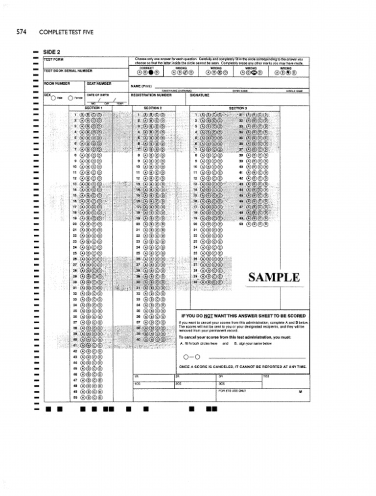 Answersheettest 5 | PDF
