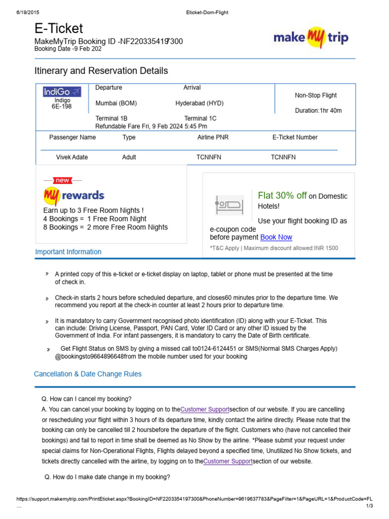 Makemytrip Flight Ticket