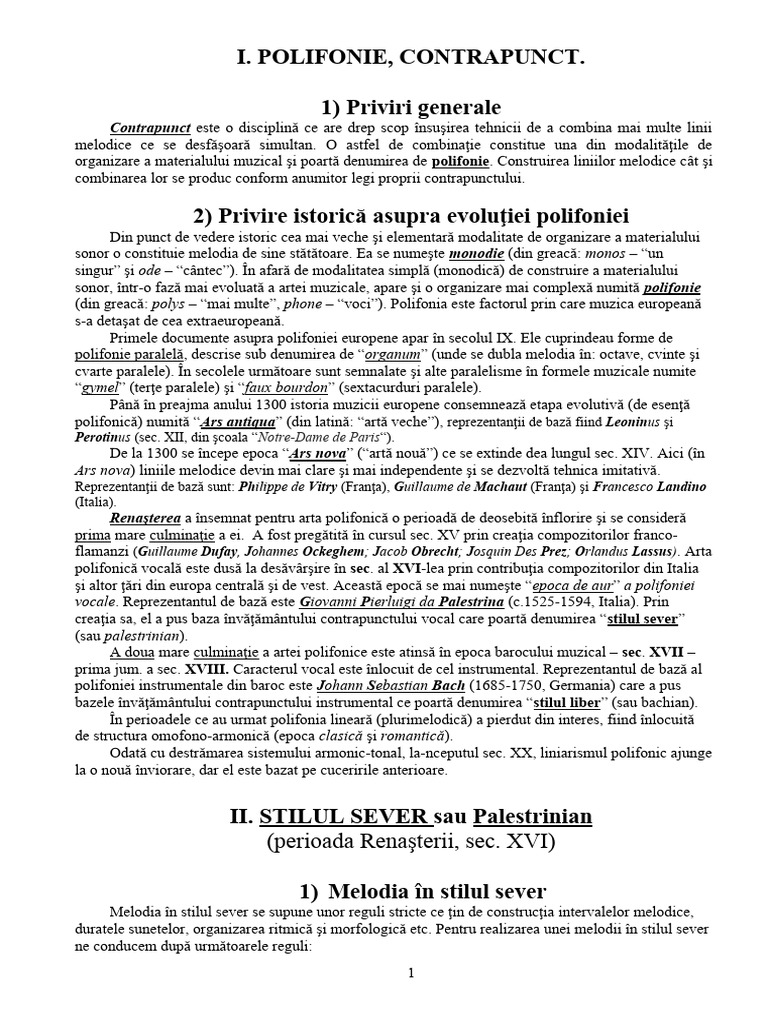 Contrapunct - Conspect Concentrat (Mosiiciuc Vitalie) | PDF