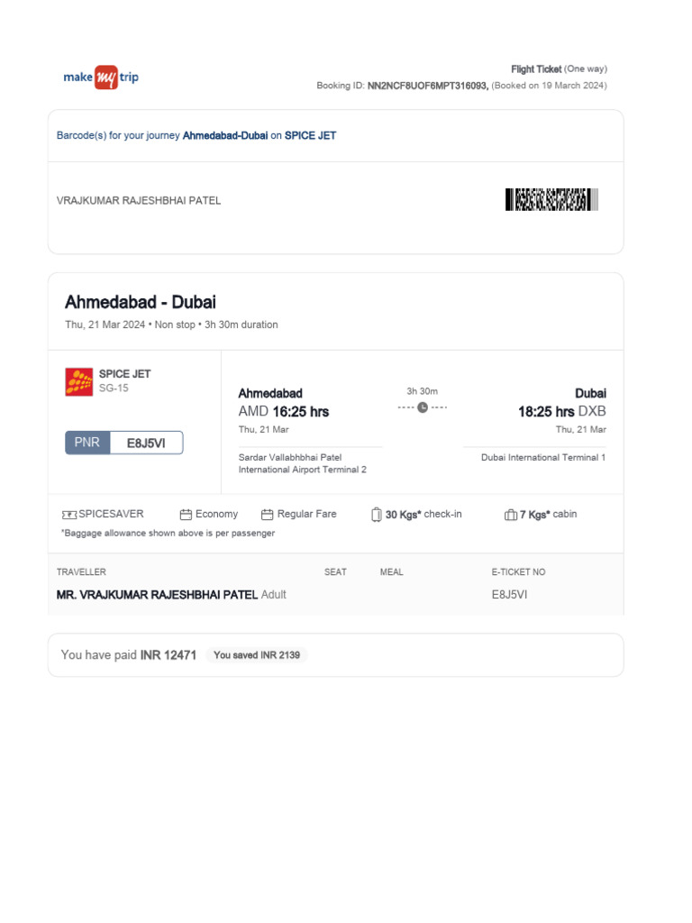 Trips Flight DownloadETicket | PDF | Travel Visa | Aviation
