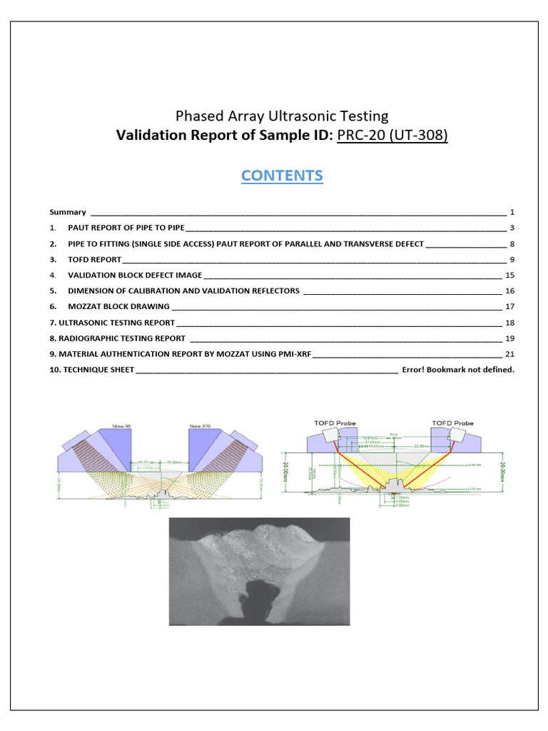 PAUT and TOFD Inspection Report PRC-20 | PDF | Nondestructive Testing ...