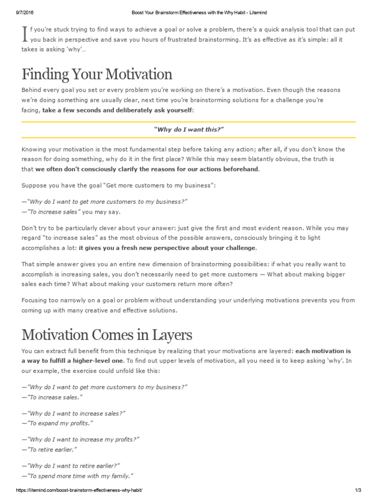 Enhance Brainstorming with 'Why' Habit | PDF | Motivation | Motivational