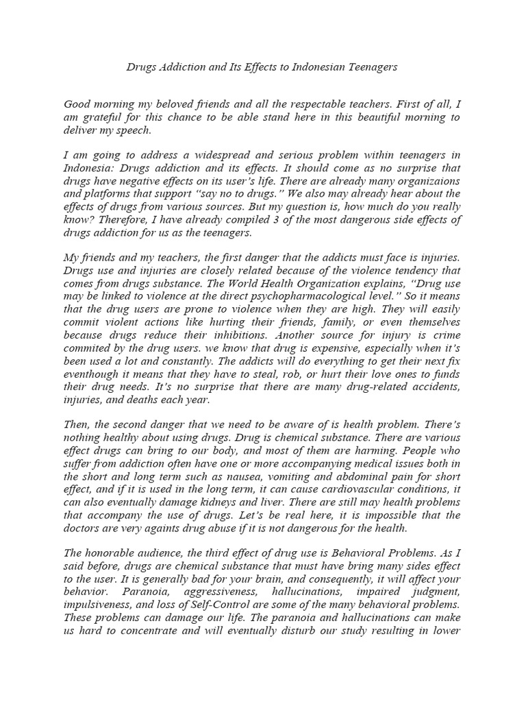 Impact of Drug Addiction on Teens | PDF | Substance Abuse | Violence