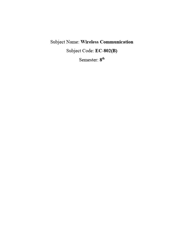 Wireless Communication Overview and Notes | PDF