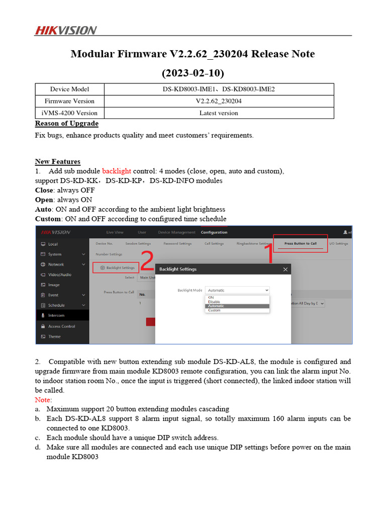 Modular Firmware V2.2.62 Release Notes | PDF | Software | Computing