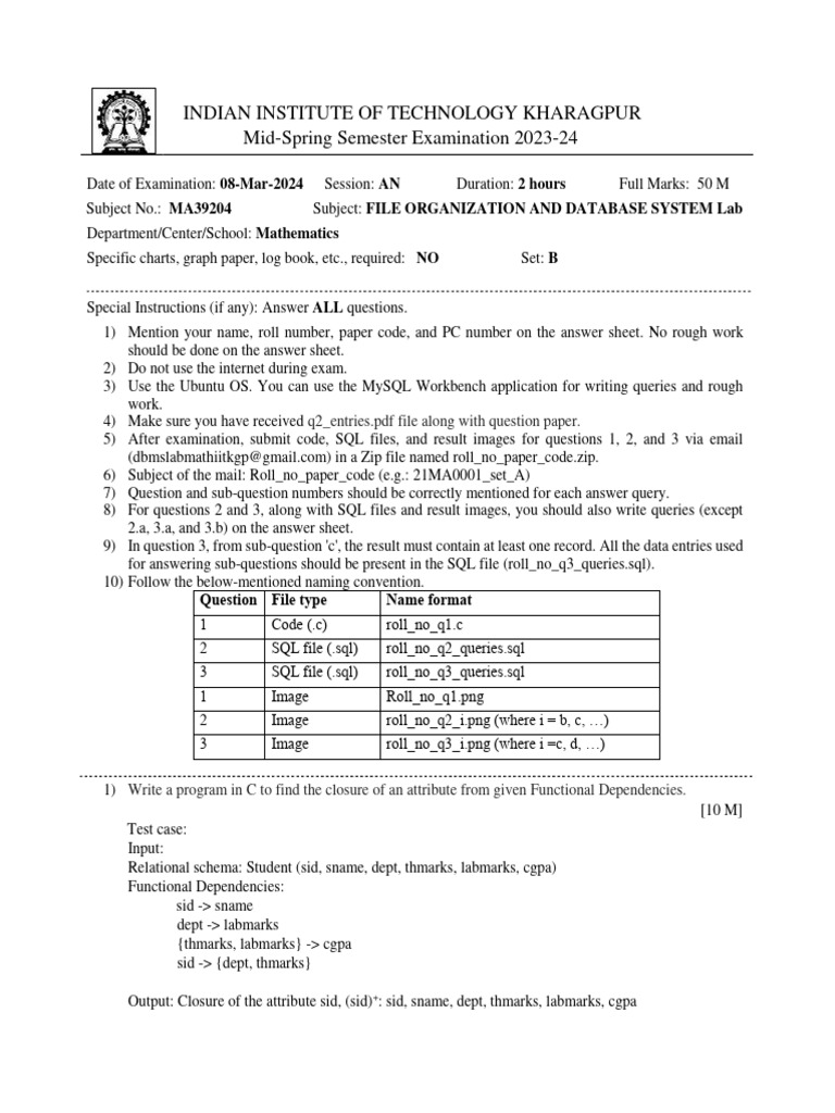 Indian institute of technology kharagpur mid spring semester