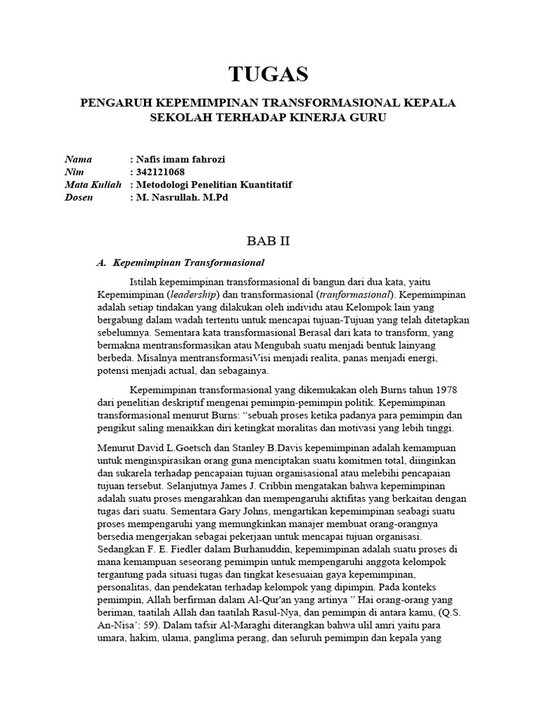 Pengaruh Kepemimpinan Transformasional | PDF | Karier & Perkembangan ...