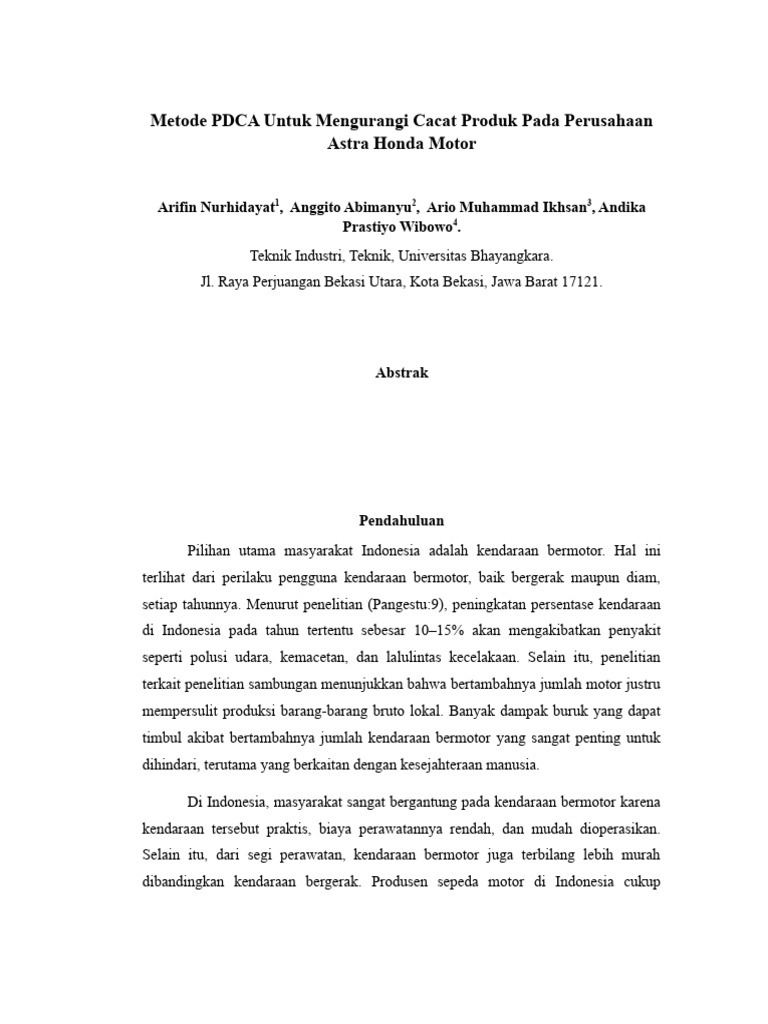 PDCA untuk Kualitas Rangka Motor Honda | PDF | Bisnis | Komputer