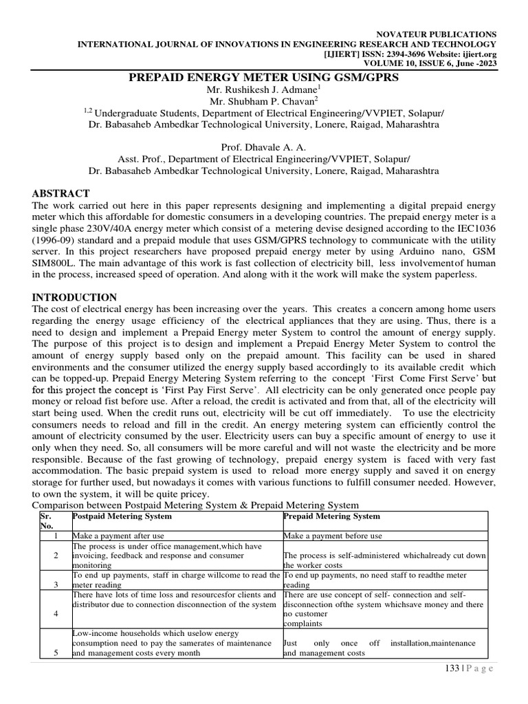 GSM-Based Prepaid Energy Meter Design | PDF | Arduino | Electrical ...