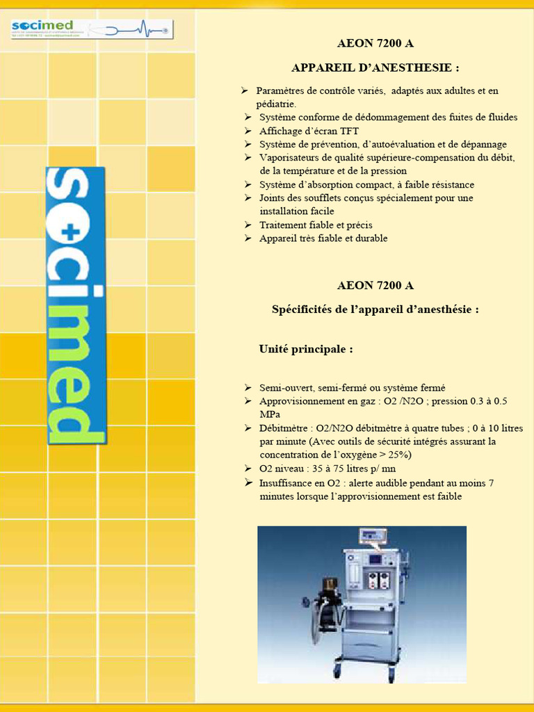 Appareil d'anesthésie AEON 7200 A | PDF | Pression