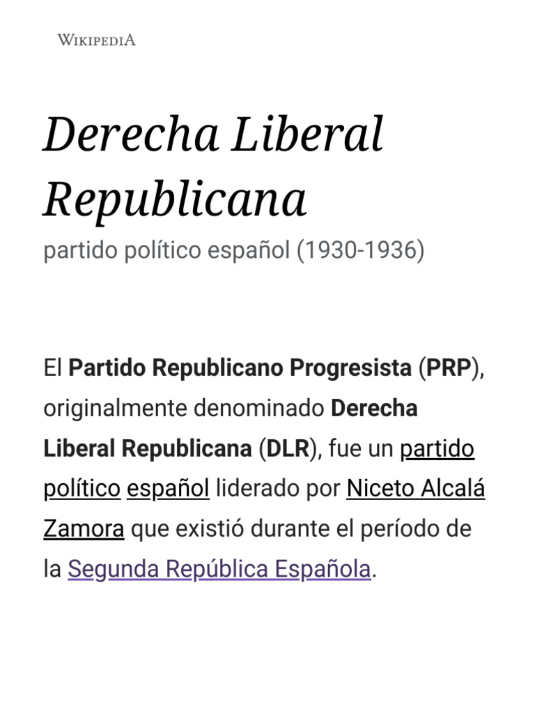 Derecha Liberal Republicana We Bis PDF Política de españa