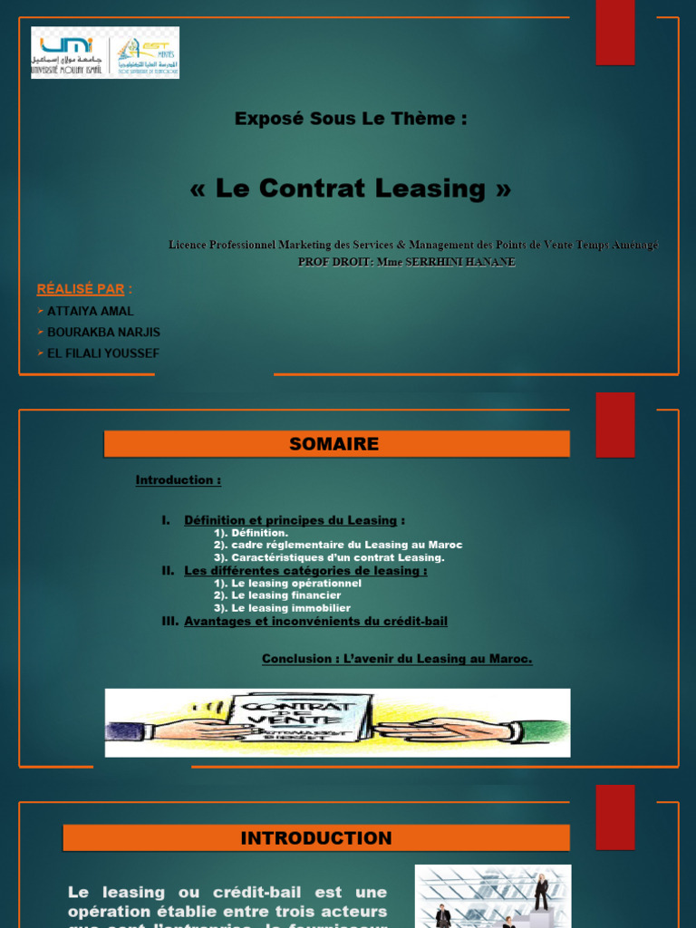 Les Types de Leasing au Maroc | PDF | Business | Économie