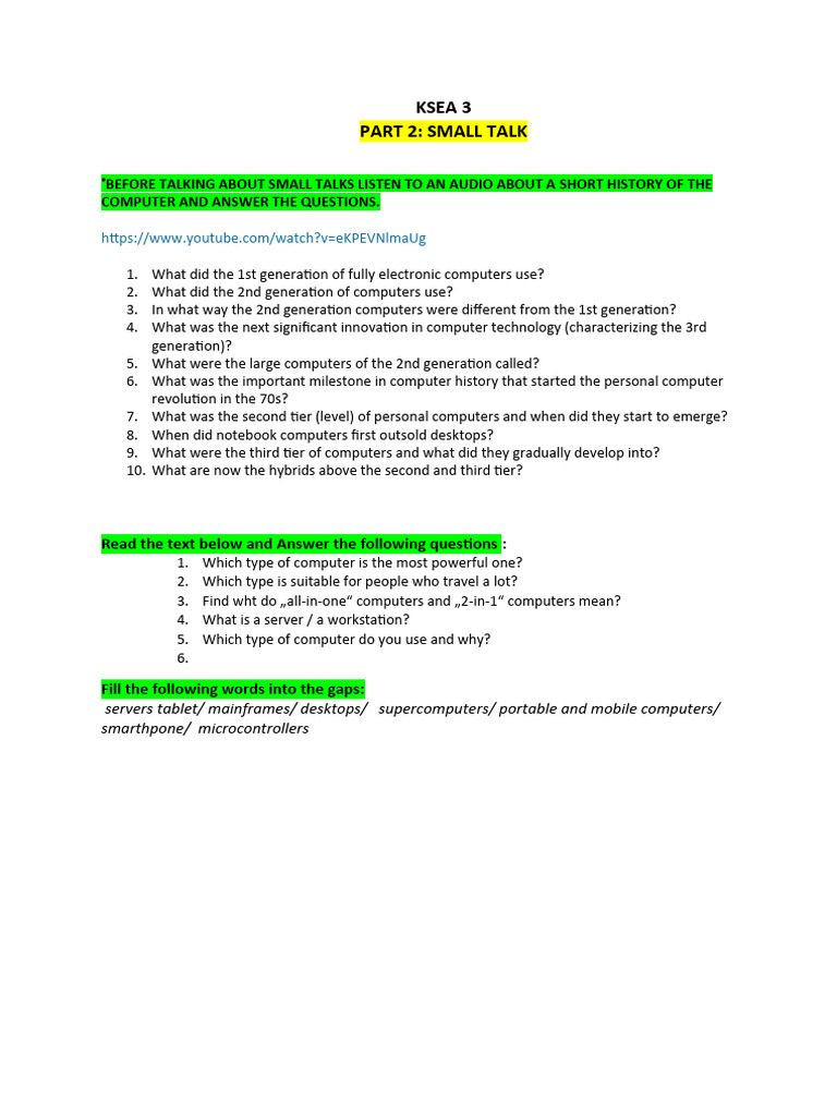 Small Talk and Computer History Guide | PDF | Desktop Computer ...