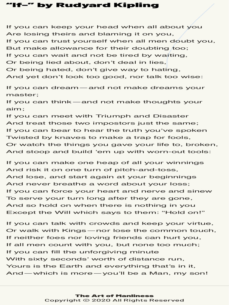If by rudyard kipling the art of manliness pdf