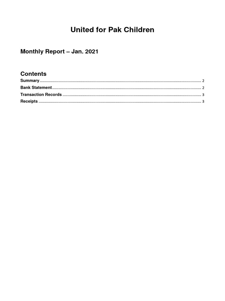 UPC - Monthly Report - Jan 2021 | PDF