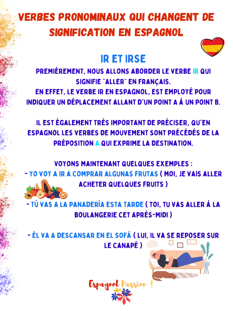 Verbes Pronominaux Qui Changent en Espagnol Espagnol Passion | PDF ...