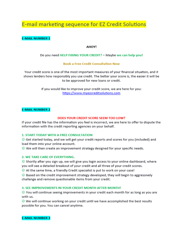 Free Credit Consultation Sequence | PDF | Credit | Finance & Money ...
