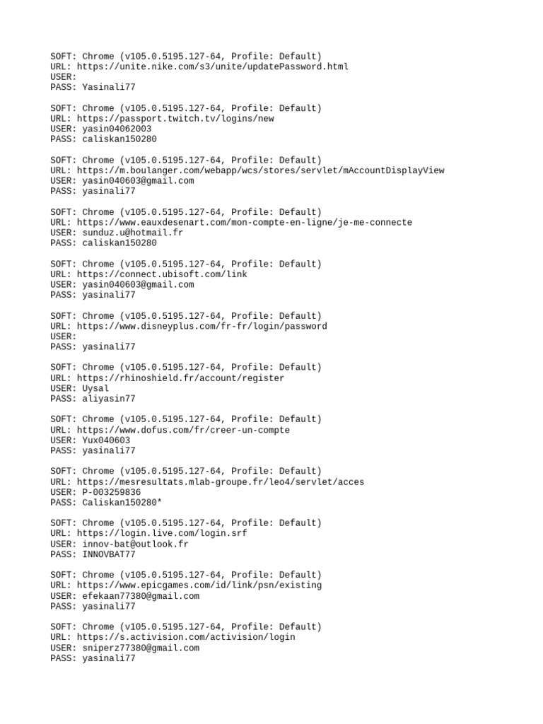 User Credentials and Login URLs | PDF | Android (Operating System ...